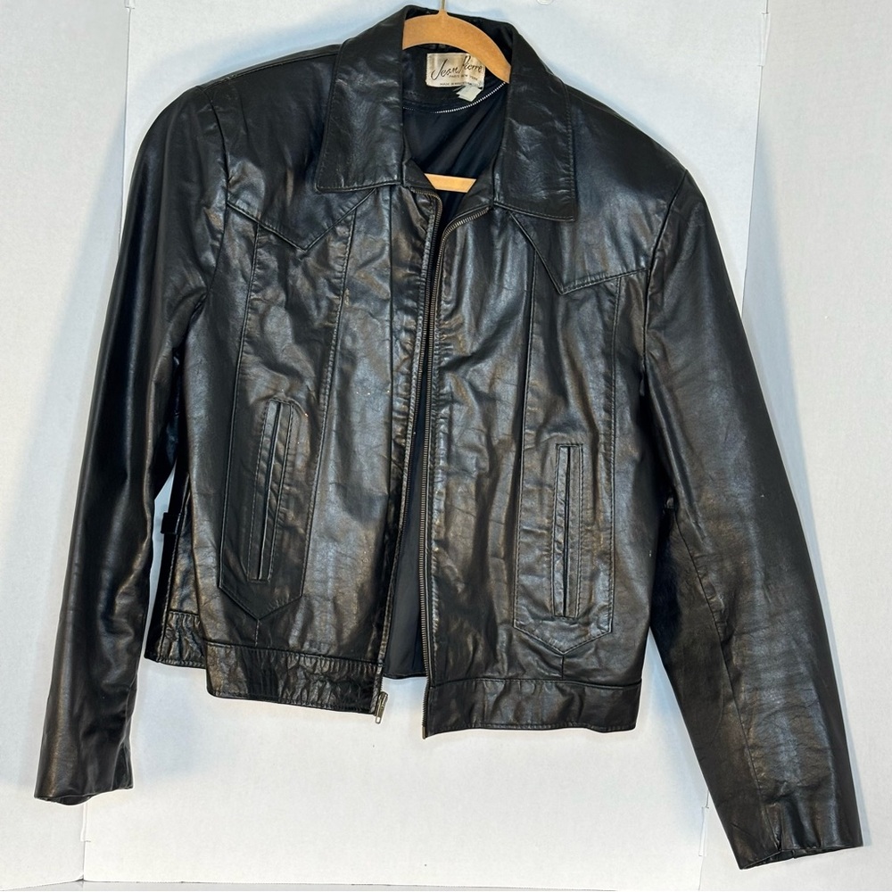 Jean Pierre Black Leather Bomber Jacket